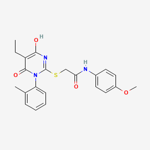 molecular formula C22H23N3O4S B3720515 2-{[5-ethyl-4-hydroxy-1-(2-methylphenyl)-6-oxo-1,6-dihydro-2-pyrimidinyl]thio}-N-(4-methoxyphenyl)acetamide 