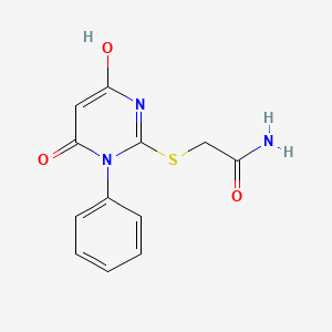 molecular formula C12H11N3O3S B3720552 2-[(4-hydroxy-6-oxo-1-phenyl-1,6-dihydro-2-pyrimidinyl)thio]acetamide 