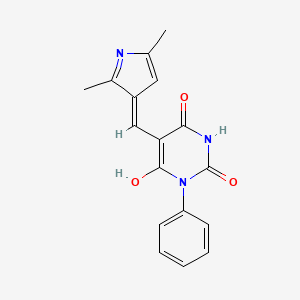 molecular formula C17H15N3O3 B3720616 5-[(2,5-dimethyl-1H-pyrrol-3-yl)methylene]-1-phenyl-2,4,6(1H,3H,5H)-pyrimidinetrione 