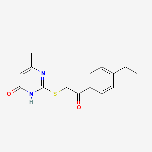molecular formula C15H16N2O2S B3720633 1-(4-ethylphenyl)-2-[(4-hydroxy-6-methyl-2-pyrimidinyl)thio]ethanone 