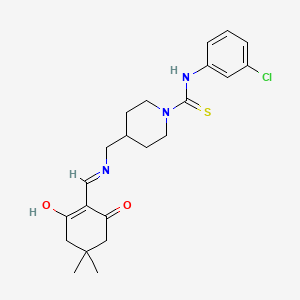 molecular formula C22H28ClN3O2S B3720655 N-(3-chlorophenyl)-4-({[(4,4-dimethyl-2,6-dioxocyclohexylidene)methyl]amino}methyl)-1-piperidinecarbothioamide 
