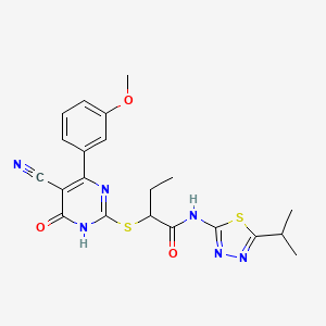 2-{[5-cyano-4-(3-methoxyphenyl)-6-oxo-1,6-dihydro-2-pyrimidinyl]thio}-N-(5-isopropyl-1,3,4-thiadiazol-2-yl)butanamide