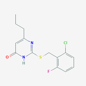 molecular formula C14H14ClFN2OS B3720733 2-[(2-chloro-6-fluorobenzyl)thio]-6-propyl-4(3H)-pyrimidinone 