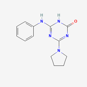 molecular formula C13H15N5O B3720756 4-anilino-6-(1-pyrrolidinyl)-1,3,5-triazin-2-ol 