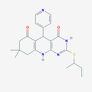 molecular formula C22H26N4O2S B3720771 2-(sec-butylthio)-8,8-dimethyl-5-(4-pyridinyl)-5,8,9,10-tetrahydropyrimido[4,5-b]quinoline-4,6(3H,7H)-dione 