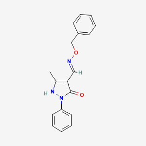 molecular formula C18H17N3O2 B3720858 4-{[(benzyloxy)amino]methylene}-5-methyl-2-phenyl-2,4-dihydro-3H-pyrazol-3-one 