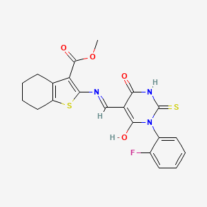 methyl 2-({[1-(2-fluorophenyl)-4,6-dioxo-2-thioxotetrahydro-5(2H)-pyrimidinylidene]methyl}amino)-4,5,6,7-tetrahydro-1-benzothiophene-3-carboxylate