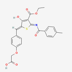 molecular formula C24H21NO7S B3720886 (4-{[4-(ethoxycarbonyl)-5-[(4-methylbenzoyl)amino]-3-oxo-2(3H)-thienylidene]methyl}phenoxy)acetic acid 