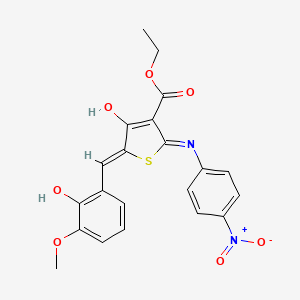 molecular formula C21H18N2O7S B3720911 ethyl 5-(2-hydroxy-3-methoxybenzylidene)-2-[(4-nitrophenyl)amino]-4-oxo-4,5-dihydro-3-thiophenecarboxylate 