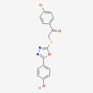 molecular formula C16H11BrN2O3S B3720919 1-(4-bromophenyl)-2-{[5-(4-hydroxyphenyl)-1,3,4-oxadiazol-2-yl]thio}ethanone 