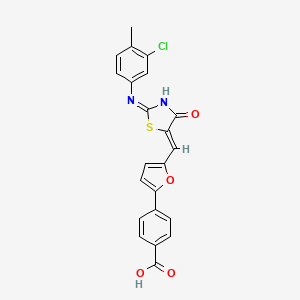 molecular formula C22H15ClN2O4S B3720944 4-(5-{[2-[(3-chloro-4-methylphenyl)amino]-4-oxo-1,3-thiazol-5(4H)-ylidene]methyl}-2-furyl)benzoic acid 