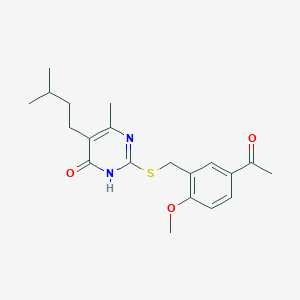 1-[3-({[4-hydroxy-6-methyl-5-(3-methylbutyl)-2-pyrimidinyl]thio}methyl)-4-methoxyphenyl]ethanone