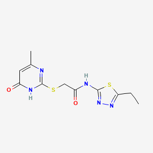 molecular formula C11H13N5O2S2 B3720950 N-(5-ethyl-1,3,4-thiadiazol-2-yl)-2-[(4-hydroxy-6-methyl-2-pyrimidinyl)thio]acetamide 