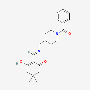 molecular formula C22H28N2O3 B3720960 2-({[(1-benzoyl-4-piperidinyl)methyl]amino}methylene)-5,5-dimethyl-1,3-cyclohexanedione 