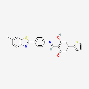 molecular formula C25H20N2O2S2 B3720983 2-({[4-(6-methyl-1,3-benzothiazol-2-yl)phenyl]amino}methylene)-5-(2-thienyl)-1,3-cyclohexanedione 