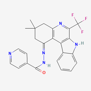 molecular formula C24H20F3N5O B3721011 N'-[3,3-dimethyl-6-(trifluoromethyl)-2,3,4,7-tetrahydro-1H-indolo[2,3-c]quinolin-1-ylidene]isonicotinohydrazide 