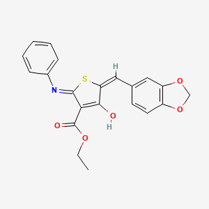 molecular formula C21H17NO5S B3721034 ethyl 2-anilino-5-(1,3-benzodioxol-5-ylmethylene)-4-oxo-4,5-dihydro-3-thiophenecarboxylate 