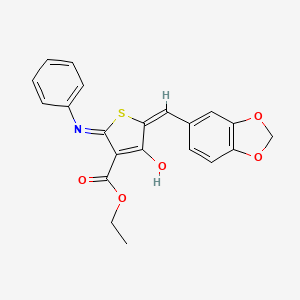 ethyl 2-anilino-5-(1,3-benzodioxol-5-ylmethylene)-4-oxo-4,5-dihydro-3-thiophenecarboxylate