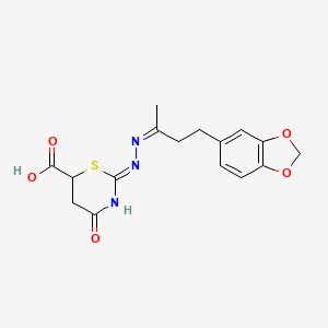 molecular formula C16H17N3O5S B3721038 2-{[3-(1,3-benzodioxol-5-yl)-1-methylpropylidene]hydrazono}-4-oxo-1,3-thiazinane-6-carboxylic acid 