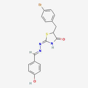 molecular formula C17H14BrN3O2S B3721055 4-hydroxybenzaldehyde [5-(4-bromobenzyl)-4-oxo-1,3-thiazolidin-2-ylidene]hydrazone 