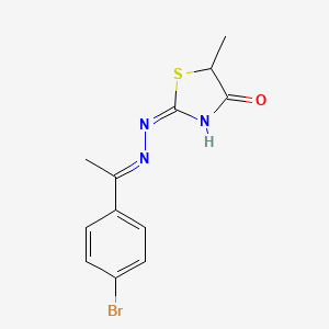 molecular formula C12H12BrN3OS B3721072 5-methyl-1,3-thiazolidine-2,4-dione 2-{[1-(4-bromophenyl)ethylidene]hydrazone} 