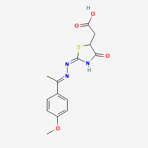 molecular formula C14H15N3O4S B3721092 (2-{[1-(4-methoxyphenyl)ethylidene]hydrazono}-4-oxo-1,3-thiazolidin-5-yl)acetic acid 