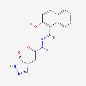 molecular formula C17H16N4O3 B3721100 N'-[(2-hydroxy-1-naphthyl)methylene]-2-(3-methyl-5-oxo-4,5-dihydro-1H-pyrazol-4-yl)acetohydrazide 