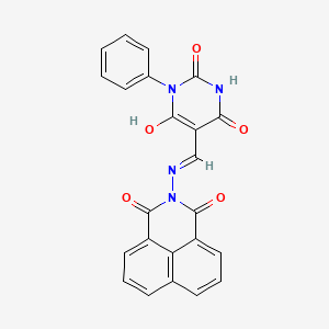 molecular formula C23H14N4O5 B3721150 5-{[(1,3-dioxo-1H-benzo[de]isoquinolin-2(3H)-yl)amino]methylene}-1-phenyl-2,4,6(1H,3H,5H)-pyrimidinetrione 