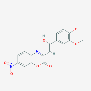 molecular formula C18H14N2O7 B3721217 3-[2-(3,4-dimethoxyphenyl)-2-oxoethylidene]-7-nitro-3,4-dihydro-2H-1,4-benzoxazin-2-one 