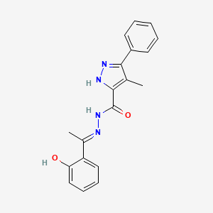 molecular formula C19H18N4O2 B3721233 N'-[1-(2-hydroxyphenyl)ethylidene]-4-methyl-3-phenyl-1H-pyrazole-5-carbohydrazide 