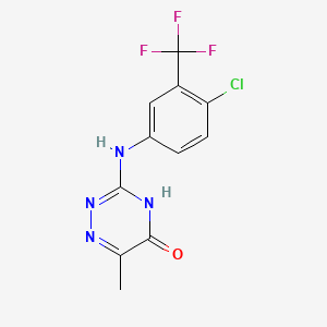 molecular formula C11H8ClF3N4O B3721299 3-{[4-chloro-3-(trifluoromethyl)phenyl]amino}-6-methyl-1,2,4-triazin-5(4H)-one 