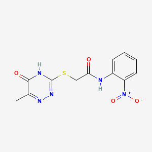 molecular formula C12H11N5O4S B3721314 2-[(6-methyl-5-oxo-4,5-dihydro-1,2,4-triazin-3-yl)thio]-N-(2-nitrophenyl)acetamide 