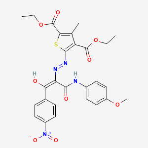 diethyl 5-{2-[2-[(4-methoxyphenyl)amino]-1-(4-nitrobenzoyl)-2-oxoethylidene]hydrazino}-3-methyl-2,4-thiophenedicarboxylate