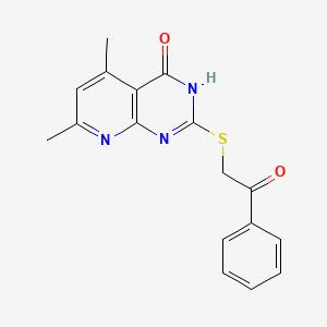 molecular formula C17H15N3O2S B3721359 2-[(4-hydroxy-5,7-dimethylpyrido[2,3-d]pyrimidin-2-yl)thio]-1-phenylethanone 