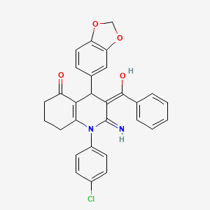 molecular formula C29H23ClN2O4 B3721375 2-amino-4-(1,3-benzodioxol-5-yl)-3-benzoyl-1-(4-chlorophenyl)-4,6,7,8-tetrahydro-5(1H)-quinolinone 