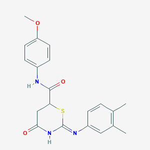 molecular formula C20H21N3O3S B3721377 2-[(3,4-dimethylphenyl)amino]-N-(4-methoxyphenyl)-4-oxo-5,6-dihydro-4H-1,3-thiazine-6-carboxamide 