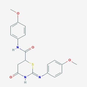 molecular formula C19H19N3O4S B3721389 N-(4-methoxyphenyl)-2-[(4-methoxyphenyl)amino]-4-oxo-5,6-dihydro-4H-1,3-thiazine-6-carboxamide 