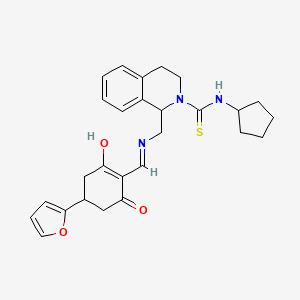 N-cyclopentyl-1-[({[4-(2-furyl)-2,6-dioxocyclohexylidene]methyl}amino)methyl]-3,4-dihydroisoquinoline-2(1H)-carbothioamide