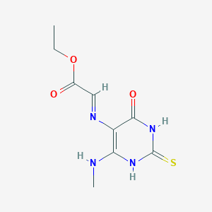 molecular formula C9H12N4O3S B372146 Ethyl {[6-(methylamino)-4-oxo-2-thioxo-1,2,3,4-tetrahydro-5-pyrimidinyl]imino}acetate 