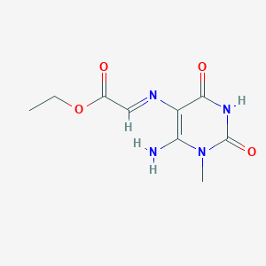 molecular formula C9H12N4O4 B372149 Ethyl [(6-amino-1-methyl-2,4-dioxo-1,2,3,4-tetrahydro-5-pyrimidinyl)imino]acetate 