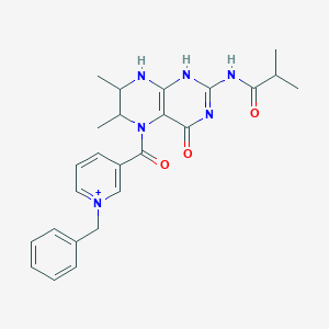 molecular formula C25H29N6O3+ B372157 N-[5-(1-benzylpyridin-1-ium-3-carbonyl)-6,7-dimethyl-4-oxo-1,6,7,8-tetrahydropteridin-2-yl]-2-methylpropanamide 