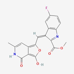 methyl 5-fluoro-3-[(6-methyl-3,4-dioxo-4,5-dihydrofuro[3,4-c]pyridin-1(3H)-ylidene)methyl]-1H-indole-2-carboxylate