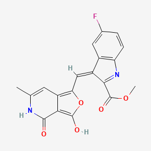 METHYL 5-FLUORO-3-{[(1E)-6-METHYL-3,4-DIOXO-1H,3H,4H,5H-FURO[3,4-C]PYRIDIN-1-YLIDENE]METHYL}-1H-INDOLE-2-CARBOXYLATE