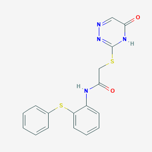 2-[(5-oxo-4,5-dihydro-1,2,4-triazin-3-yl)thio]-N-[2-(phenylthio)phenyl]acetamide