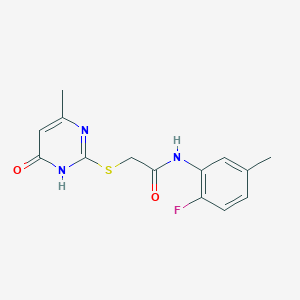 molecular formula C14H14FN3O2S B3721657 N-(2-fluoro-5-methylphenyl)-2-[(4-methyl-6-oxo-1,6-dihydropyrimidin-2-yl)thio]acetamide 