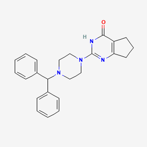 molecular formula C24H26N4O B3721673 2-[4-(diphenylmethyl)piperazin-1-yl]-3,5,6,7-tetrahydro-4H-cyclopenta[d]pyrimidin-4-one 