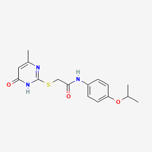 molecular formula C16H19N3O3S B3721725 N-(4-isopropoxyphenyl)-2-[(4-methyl-6-oxo-1,6-dihydropyrimidin-2-yl)thio]acetamide 