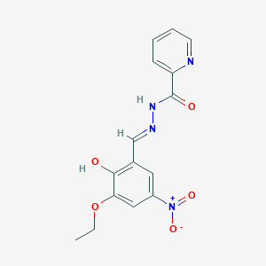 molecular formula C15H14N4O5 B3721759 N'-(3-ethoxy-2-hydroxy-5-nitrobenzylidene)-2-pyridinecarbohydrazide 