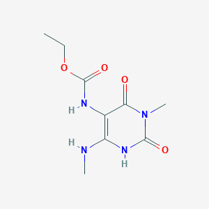 molecular formula C9H14N4O4 B372178 Ethyl 3-methyl-6-(methylamino)-2,4-dioxo-1,2,3,4-tetrahydropyrimidin-5-ylcarbamate 