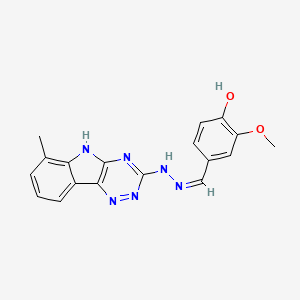 molecular formula C18H16N6O2 B3721790 4-hydroxy-3-methoxybenzaldehyde (6-methyl-5H-[1,2,4]triazino[5,6-b]indol-3-yl)hydrazone 